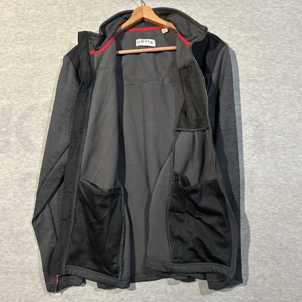 Orvis Classic Collection Fleece Lined Jacket Black/Gray Full Zip. Size: Medium